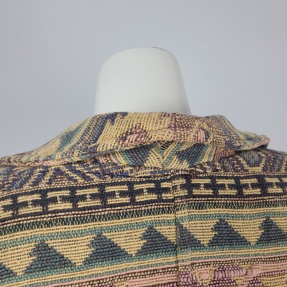 Vintage Flashback Cotton Woven Yellow Navaho Jacket Size M - Picture 7 of 12